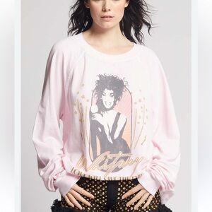 Recycled Karma Cotton Blend Whitey Houston Pink Graphic Sweatshirt Size Medium